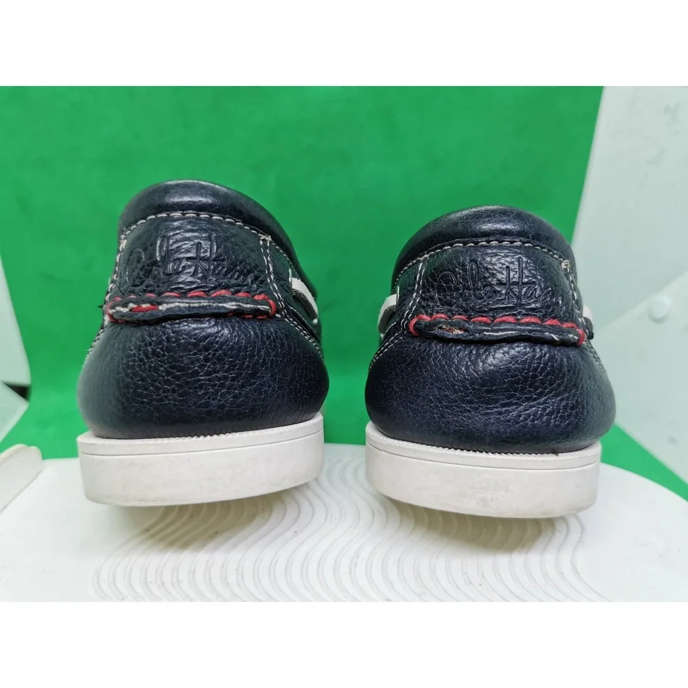 Rare Cole Haan Men's Size 10.5M Navy Blue Leather Causal Slip On Boat Shoes